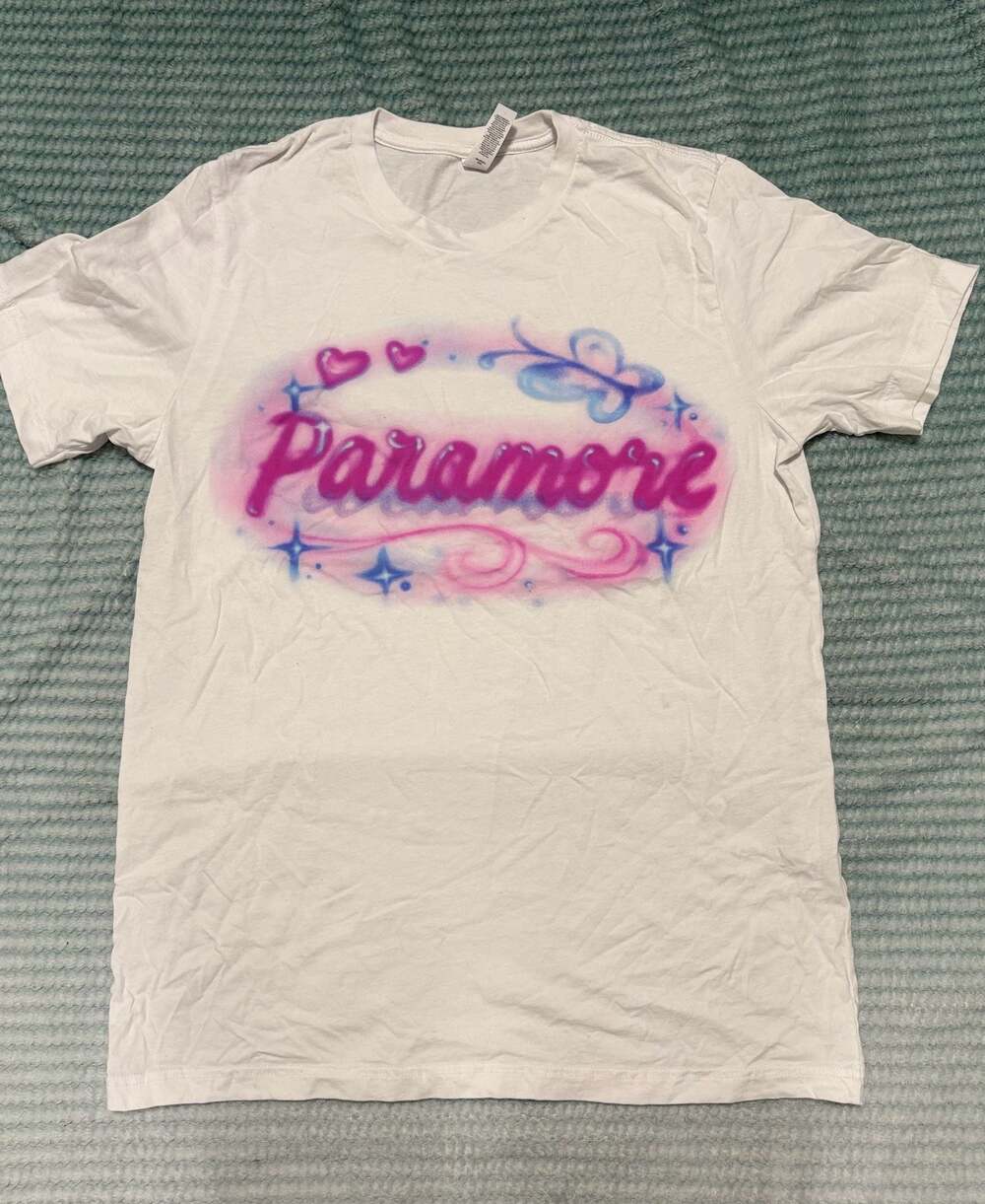 Official Paramore Airbrush Graphic Band T-Shirt White Large